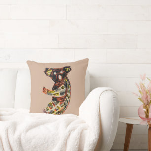 Cojín Decorativo Animales salvajes: Arte aborigen de Koala Bear