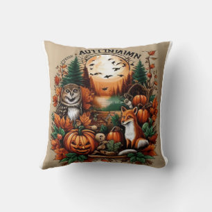Cojín Decorativo Animales y calabazas otoñales