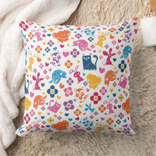 Cojín Decorativo Animales y flores de colores lindos Patrón