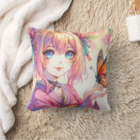 Anime Chica sostiene una mariposa personalizada