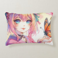 Anime Chica sostiene una mariposa personalizada