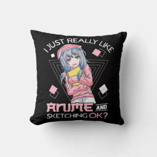 Cojín Decorativo Anime Chica Waifu Que Ama A Anime Ramen Y Sketchi