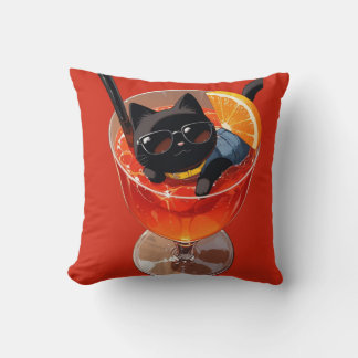 Cojín Decorativo anime gato negro de vacaciones