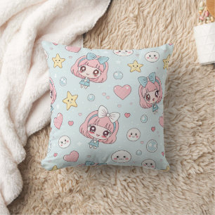 Cojín Decorativo  Anime Kawaii with Hearts and Stars