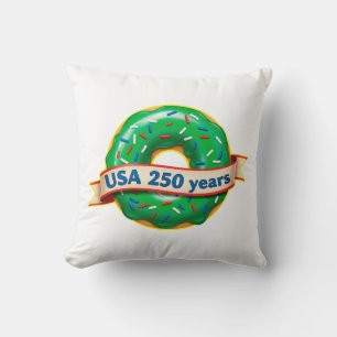Cojín Decorativo Aniversario 250 de Estados Unidos con donut dulce