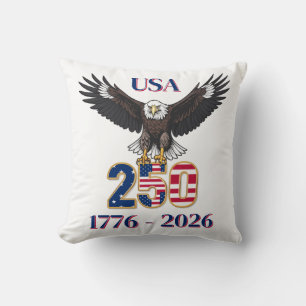 Cojín Decorativo Aniversario 4 de Julio 250 Años USA Águila Calva