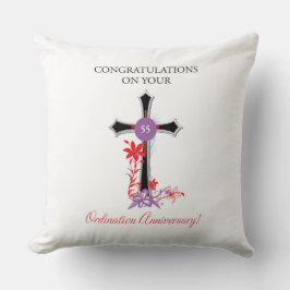 Cojín Decorativo Aniversario 55 de Ordenación del Sacerdote Cruz Ne