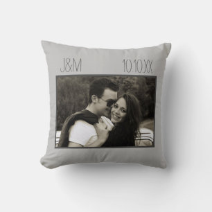 Cojín Decorativo Aniversario de Amor Pareja Foto Fecha Iniciales