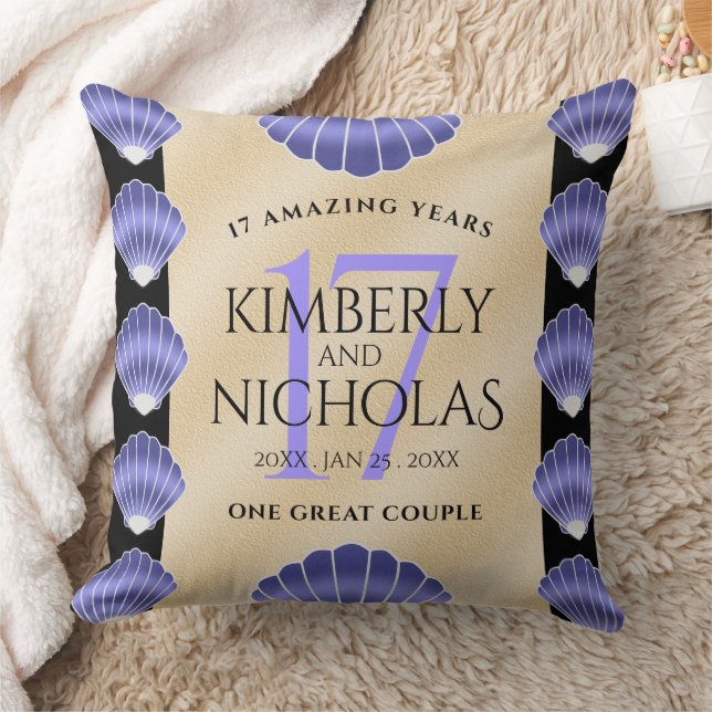 Cojín Decorativo Aniversario de Bodas de Conchas Elegantes 17 (Manta)