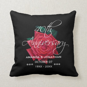 Cojín Decorativo Aniversario de bodas de rubí 40º Rosa Roja