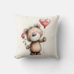 Cojín Decorativo Aniversario de esposa nombre personalizado Oso lin