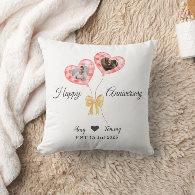 Cojín Decorativo Aniversario Feliz - Foto Personalizado En Globo Ro (Manta)