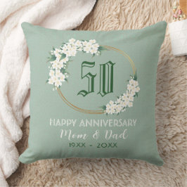 Cojín Decorativo Aniversario número 50 Chinoisería Floral Verde Bla