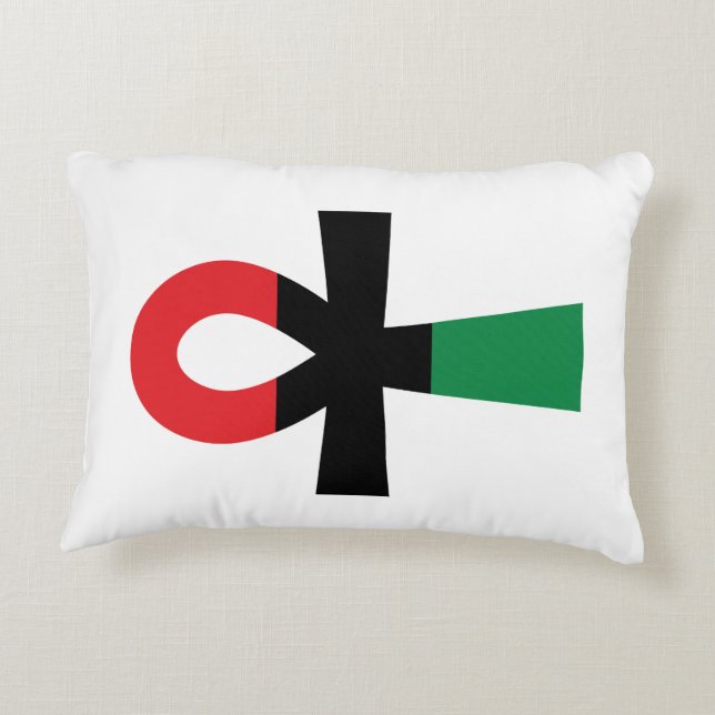 Cojín Decorativo Ankh rojo, negro y verde (Reverso)