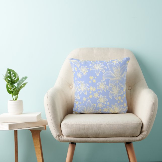 Cojín Decorativo Anne Blue 💙 Floral Suave (Silla)