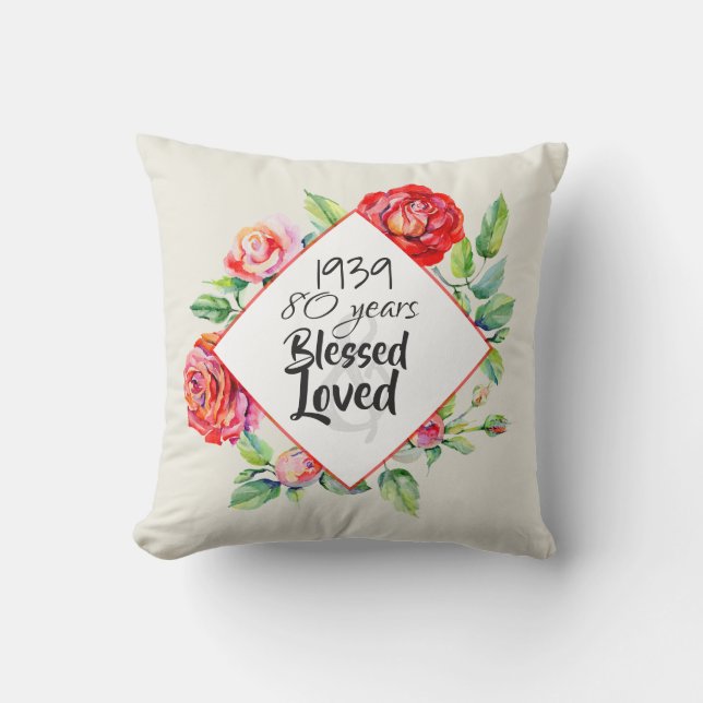 Cojín Decorativo AÑO ADD: regalo de cumpleaños para mujeres Rosas (Anverso)