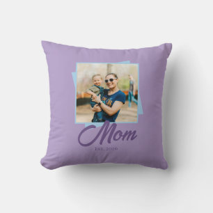 Cojín Decorativo Año de establecimiento de mamá con foto