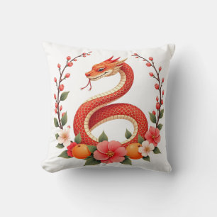 Cojín Decorativo año de la serpiente chino lindo riendo