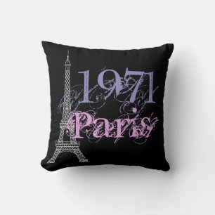 Cojín Decorativo Año de nacimiento de la Torre Eiffel Púrpura moda