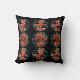 Cojín Decorativo Año del Caballo de Fuego negro