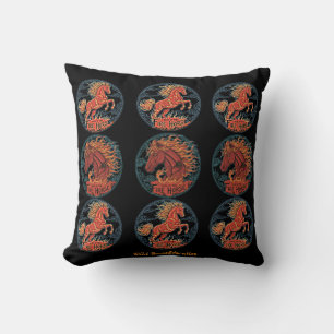 Cojín Decorativo Año del Caballo de Fuego negro