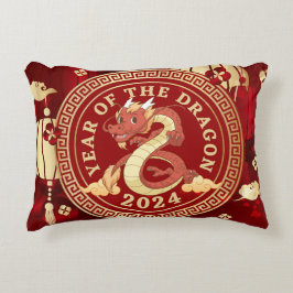 Cojín Decorativo Año del Dragón 2024 | Rótulo zodiaco chino