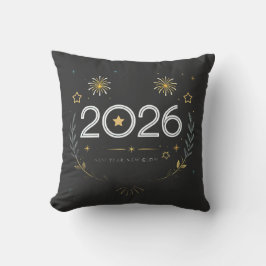 Cojín Decorativo Año Nuevo 2026 Fuegos Artificiales Dorados “Año Nu