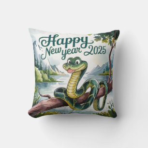 Cojín Decorativo Año Nuevo Chino De La Serpiente De La Madera Feliz