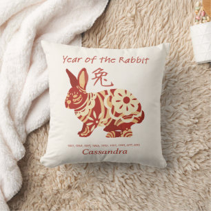 Cojín Decorativo Año Zodiaco Chino Del Rótulo Animal Conejo