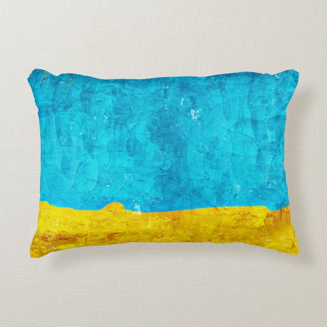 Cojín Decorativo Antecedentes arte amarillo azul (Anverso)