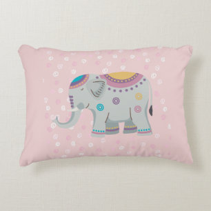 COJÍN DECORATIVO ANTECEDENTES DE COLOR ROSA CON ELEFANTE INDIO CUTI