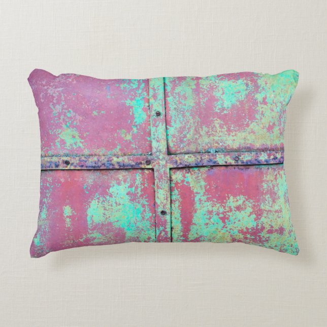 Cojín Decorativo Antigua pared pintada de verde con textura oxidada (Anverso)