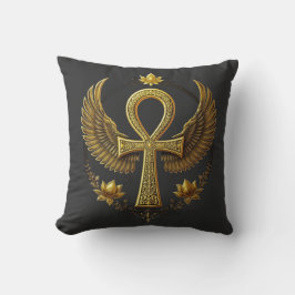 Cojín Decorativo Antiguo Ankh Power Divine Gold Decoración negra