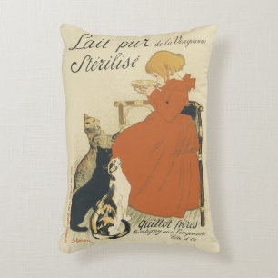 Cojín Decorativo Antiguo Art Nouveau Victoriano, Niña con Gatos de 