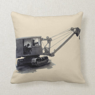 Cojín Decorativo Antiguo equipo de construcción de palas de grava 