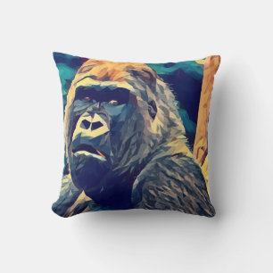 Cojín Decorativo Antiguo Gorila Original Resumen Arte de animales d