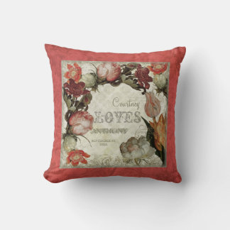 Cojín Decorativo Antiguo Jardín Vintage Floral Tulip Rosa Hellebore