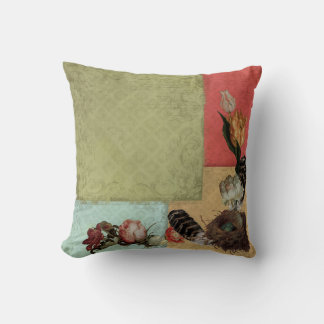 Cojín Decorativo Antiguo Jardín Vintage Floral Tulip Rosa Hellebore