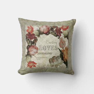 Cojín Decorativo Antiguo Jardín Vintage Floral Tulip Rosa Hellebore