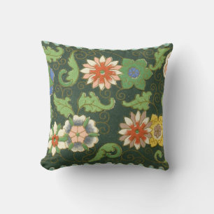 Cojín Decorativo Antiguo patrón chino de cloisonné: jade verde