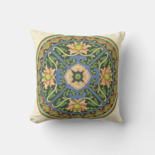 Cojín Decorativo Antiguo patrón chino de cloisonné: jade verde