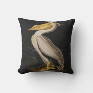 Cojín Decorativo Antiguo Pelícano Blanco Costero de John James Audu
