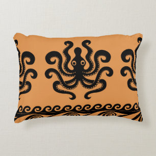 Cojín Decorativo Antiguo pulpo griego, patrón de onda