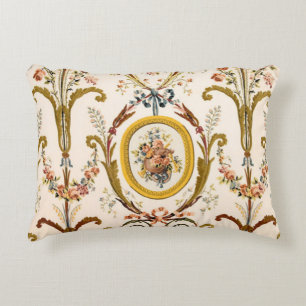 Cojín Decorativo Antiguo Rococo Floral Gold Cream Elegante