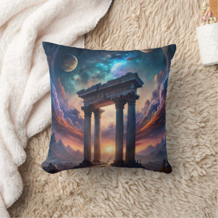 Cojín Decorativo Antiguo Templo Cósmico - Ruinas de Galaxia Fantasí