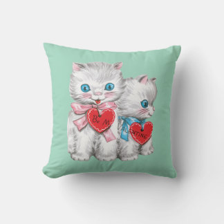 Cojín Decorativo Antiguo Valentine Kittens Heart