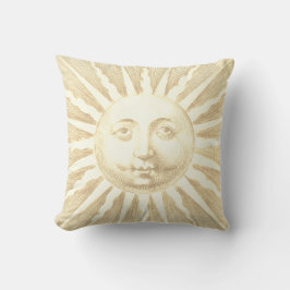 Cojín Decorativo Antiguo Vintage Beige Gold Sun Face