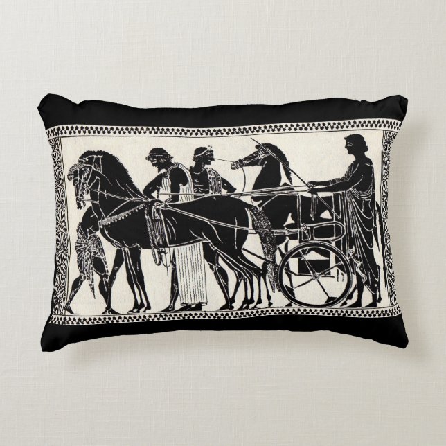 Cojín Decorativo antiguos hombres y caballos romanos (Anverso)