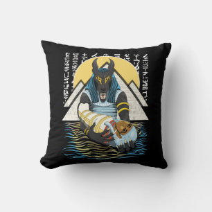 Cojín Decorativo Anubis Antiguo Ilustracion Egipcio de Dios