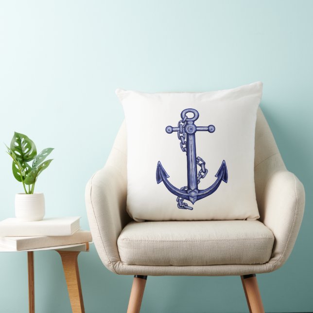Cojín Decorativo Anuncio azul y blanco (Silla)